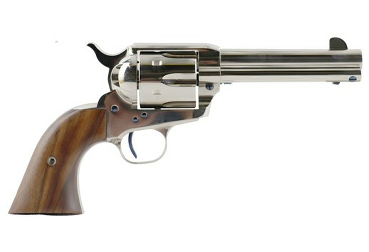 Standard Mfg Single Action Revolver 45 Colt 4.75″ Barrel, Nickel Plated, Walnut 1 Pc Grip