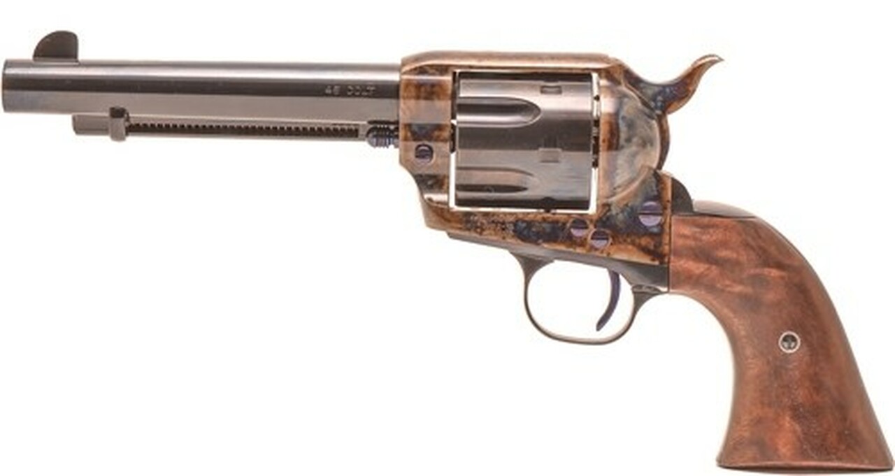 Standard Mfg Single Action Revolver 45 Colt 5.5″ Barrel, Blue/Case Hardened, Walnut 2 Pc Grip