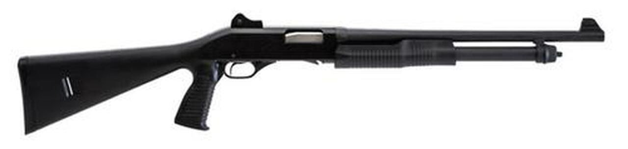 Stevens 320 Security Pump 20 Ga, 18.5″, 5rd, Ghost Ring Sights, Black Synthetic Pistol Grip Stock