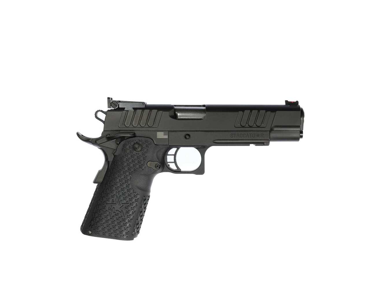 STI Staccato R .45 ACP, 5″ Bushing Barrel, Fiber/Adj. Sights, Black DLC, 3x 8rd