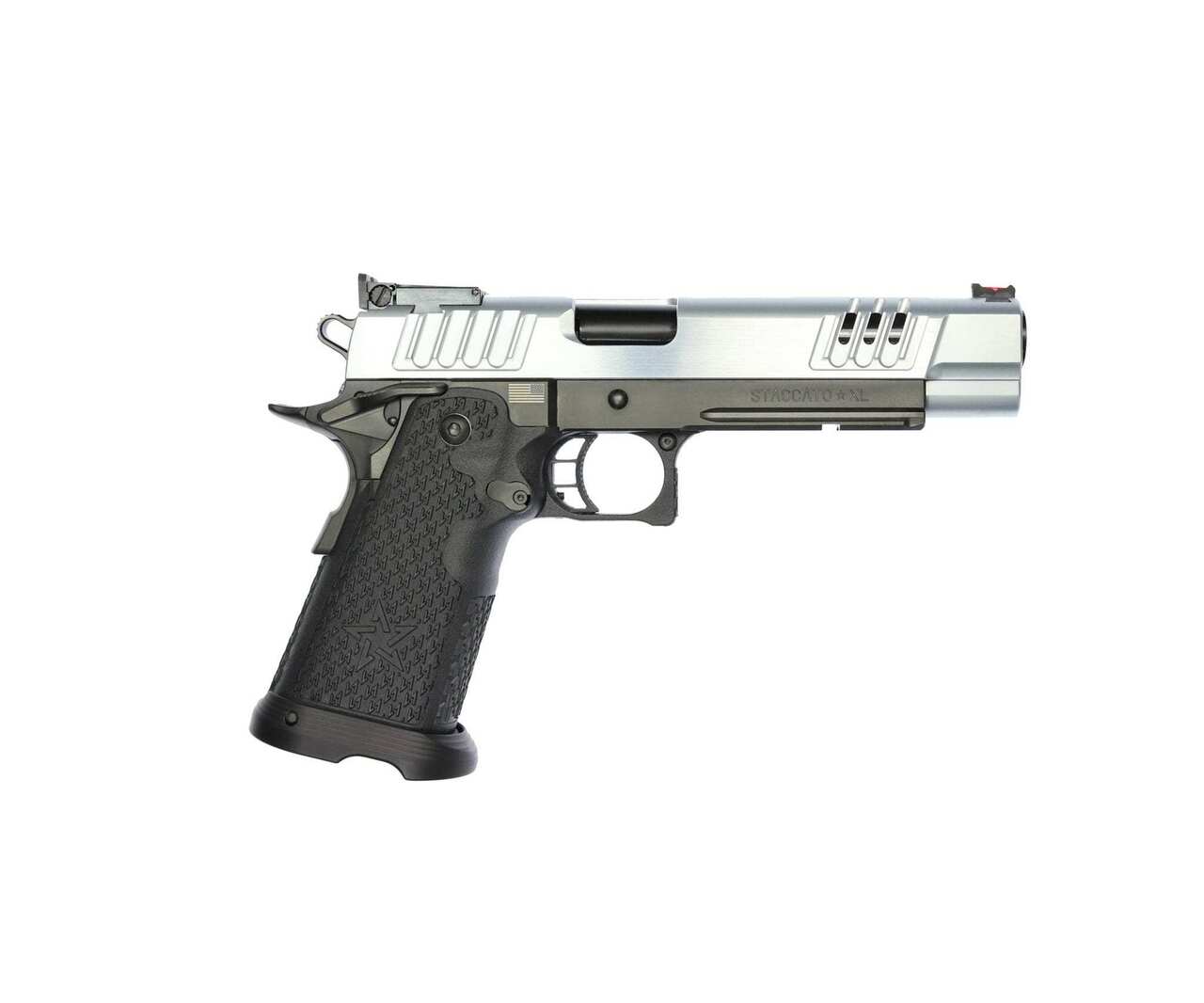 STI Staccato XL 9mm, 5.4″ Bull Barrel, Fiber/Adj. Sights, Chrome/DLC, 17/20rd