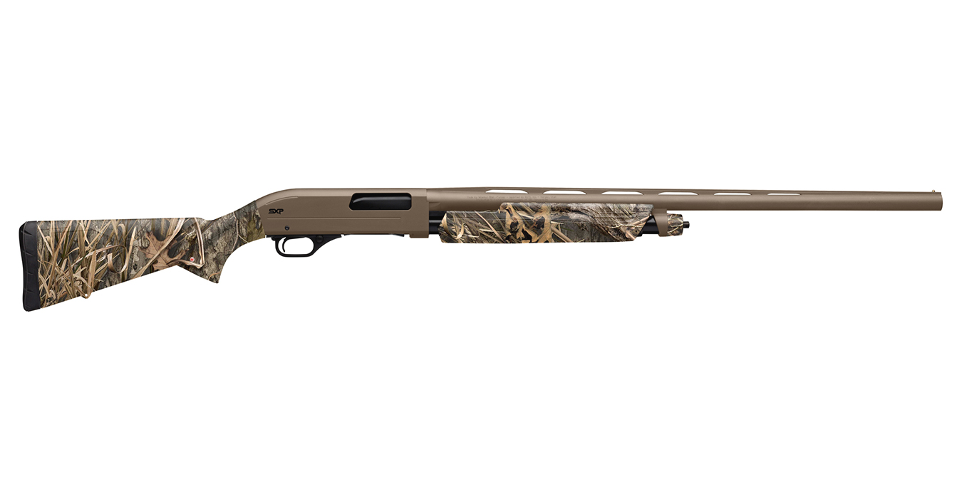 SXP Hybrid Hunter 12 Gauge Pump Action Shotgun with Mossy Oak Shadow Grass Habitat Camo Stock and FDE Barrel / Receiver
