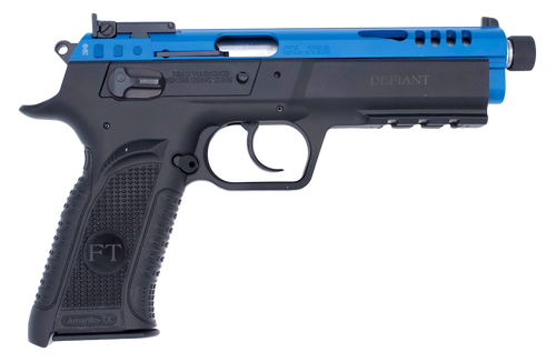 Tanfoglio Defiant Force 22 LR, 4.4″ Barrel, Blue Slide, Black Frame, 10rd