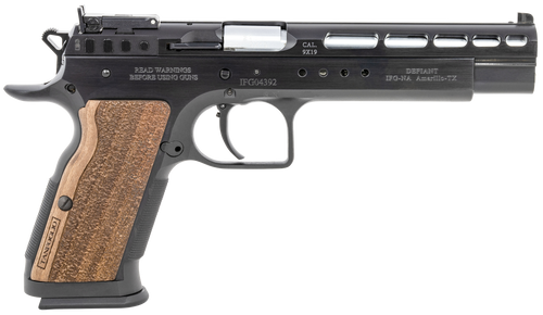 Tanfoglio IFG Gold Match 9mm, 6″ Barrel, Black, Wood Grip, 16rd
