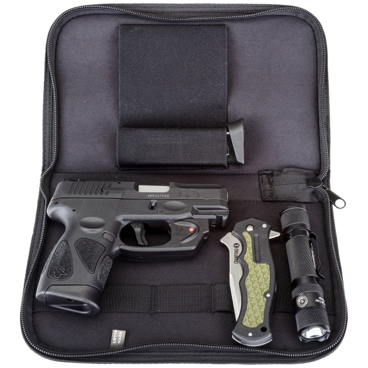 Taurus G2C Carry Kit, Viridian Laser, Powertac M5 Flashlight, Cold Steel Model 1 Knife, Carry Case