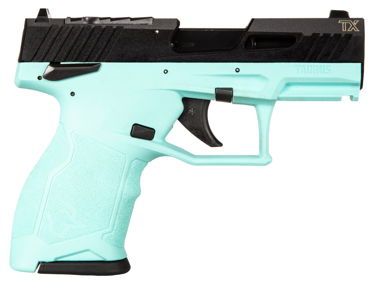 Taurus TX22 Compact 22 LR, 3.6″ Threaded Barrel, Cyan Frame, Black Slide, 13rd