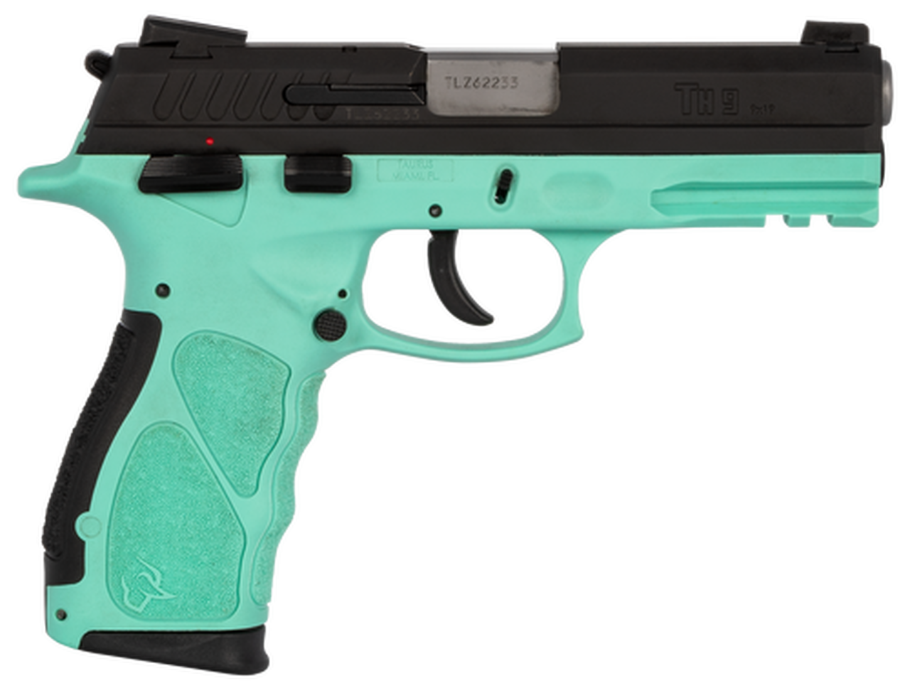 Taurus TH9, 9mm, 4.25″ Barrel, 17rd, Black Slide, Cyan