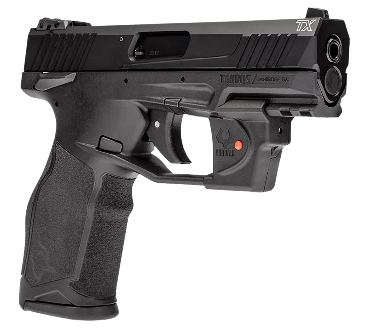 Taurus TX22 22 LR, 4″ Threaded Barrel, Black, Viridian Laser, 16rd