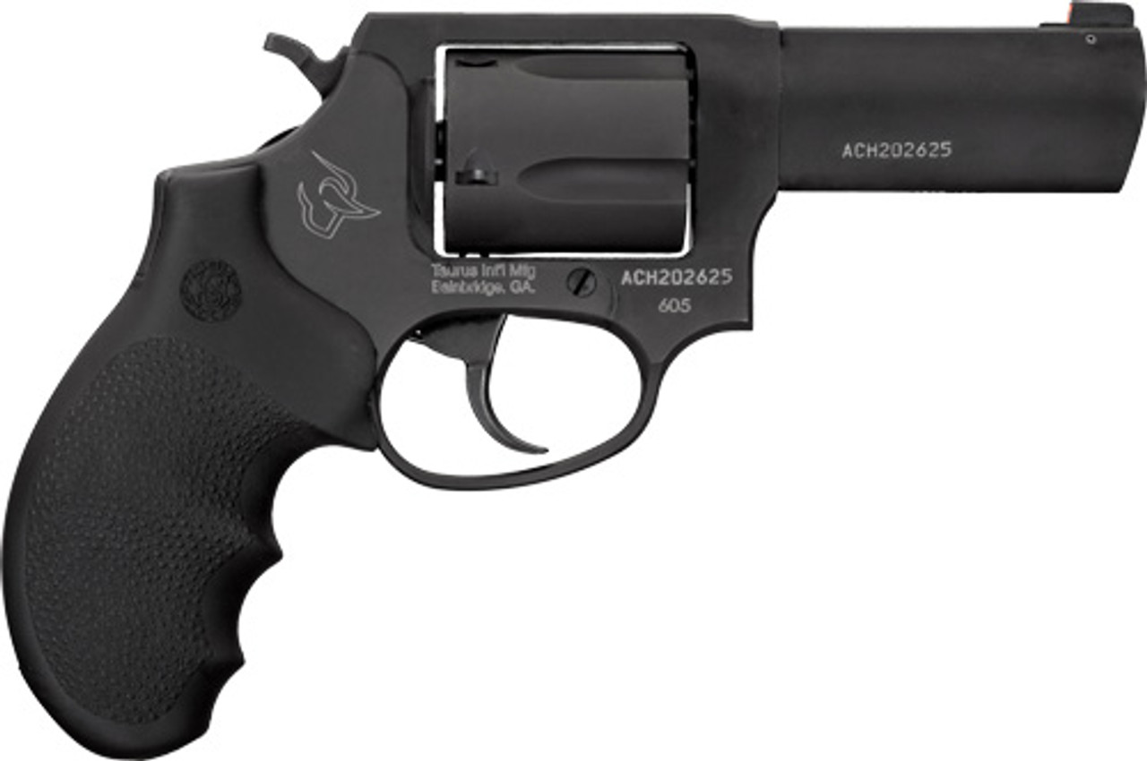 Taurus Defender 605, 357 Mag, DASA, 3″ BBL, Black Steel Frame, Hogue Grips, Front Night Sight, 5Rnd