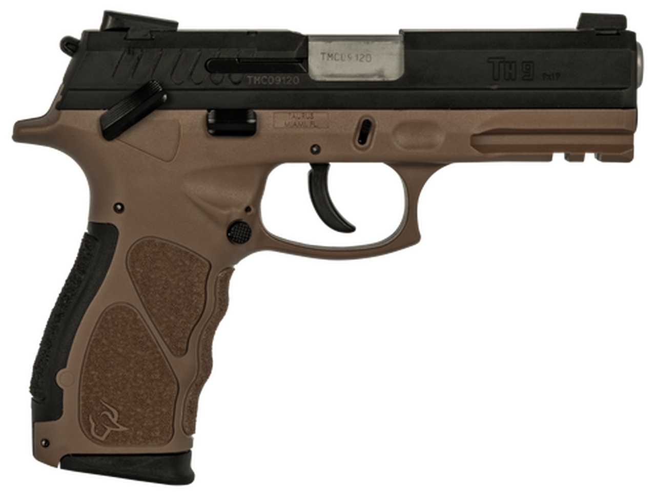 Taurus TH9 Compact, 9mm, 3.54″ Barrel, 13rd/17rd, Black Slide, Brown