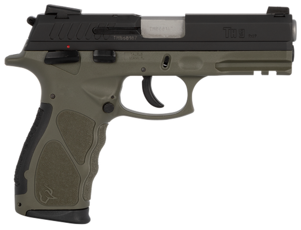 Taurus TH9, 9mm, 4.25″ Barrel, 17rd, Black Slide, OD Green