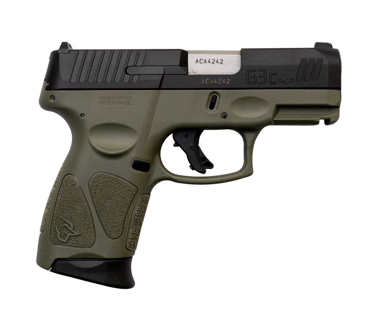 Taurus G3C *NIB* 9mm, 3.26″ Barrel, MTS, Adjustable Rear, Black/OD Green, 12rd