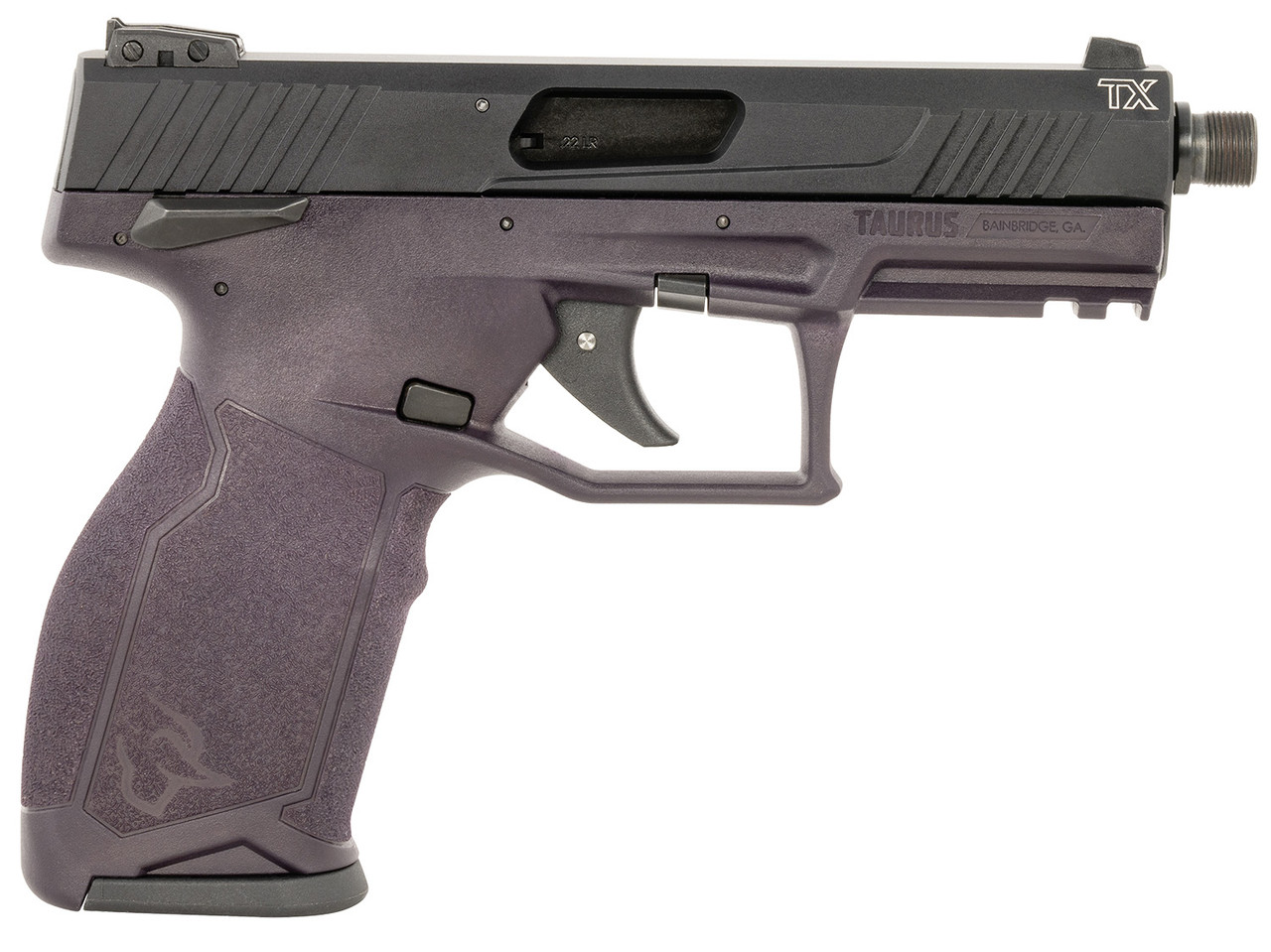 Taurus TX22 22 LR, 4″ Threaded Barrel, Purple Wine Frame, Black Slide, 10rd