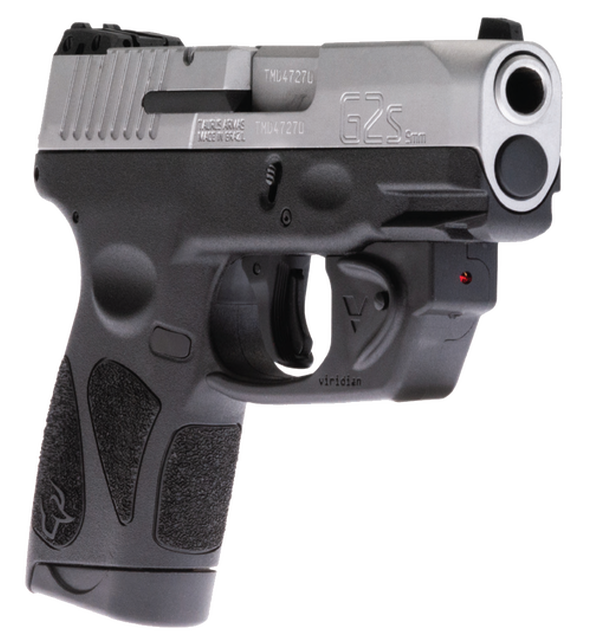Taurus G2S Viridian Laser 9mm, 3.25″ Barrel, Black Grip and Frame, Stainless Steel Slide, 7rd