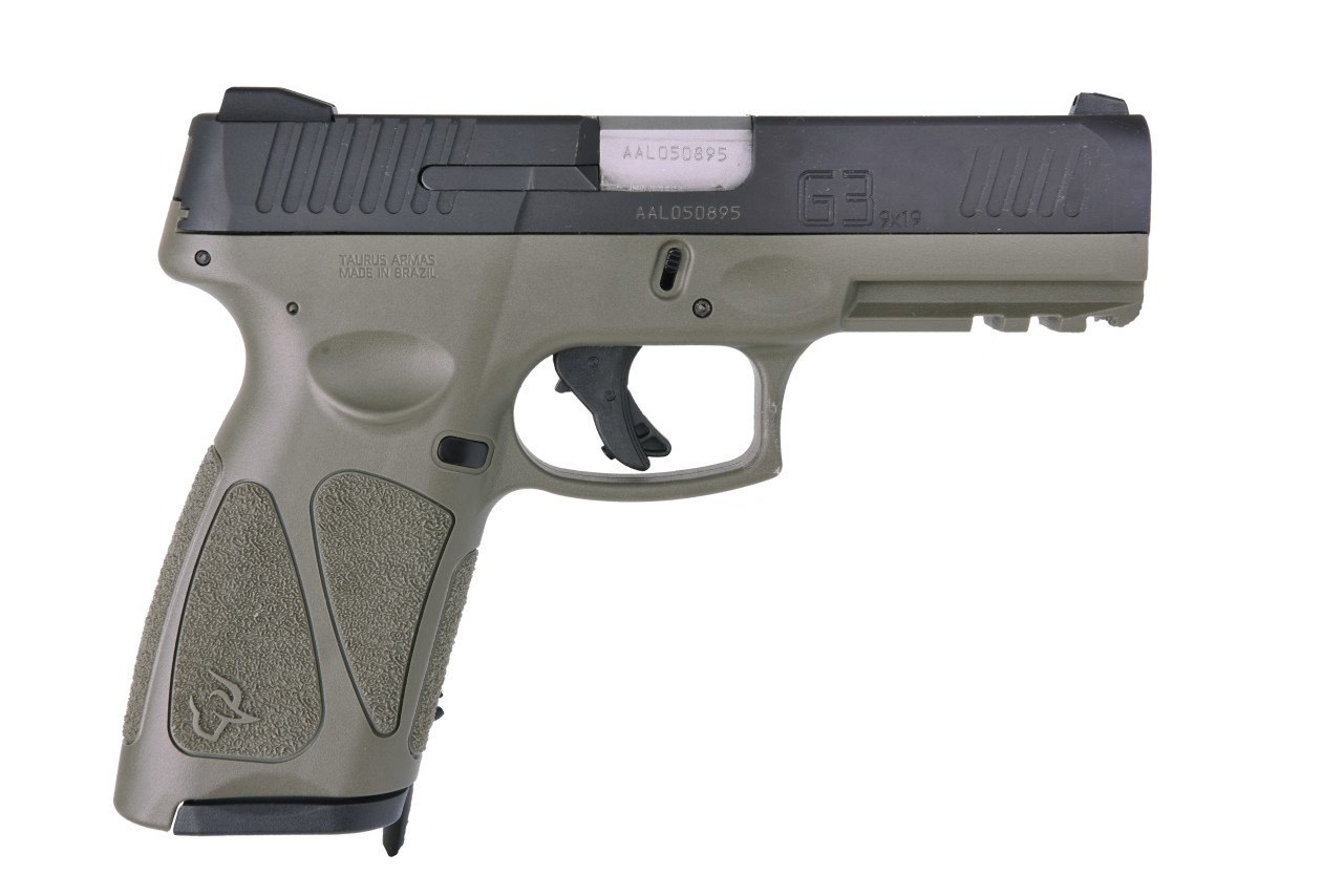 Taurus G3 Full Size, 9mm, 4″ Barrel, Polymer Frame, Black/OD Green, 2 Magazines, 1-15rd & 1-17rd