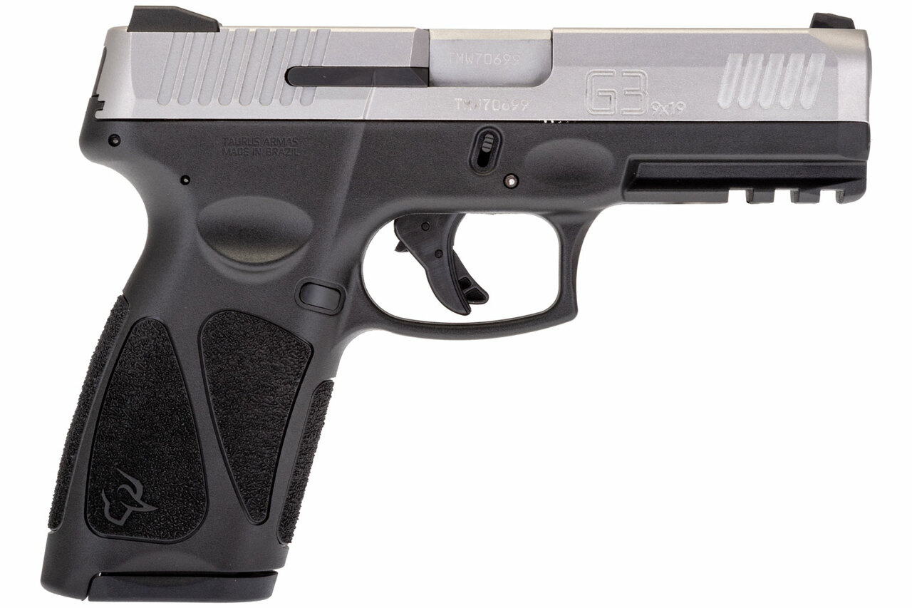Taurus G3 9mm, 4″ Barrel, Fixed Front/Adj. Rear Sight, Stainless Steel Slide, Black, 15rd