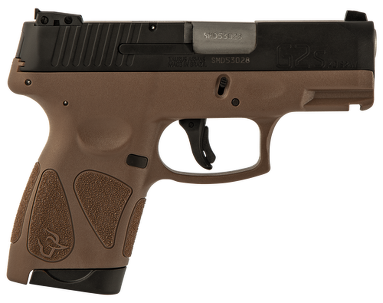 Taurus G2S. .40 S&W, 3.26″ Barrel, 7rd, Black Slide, Brown