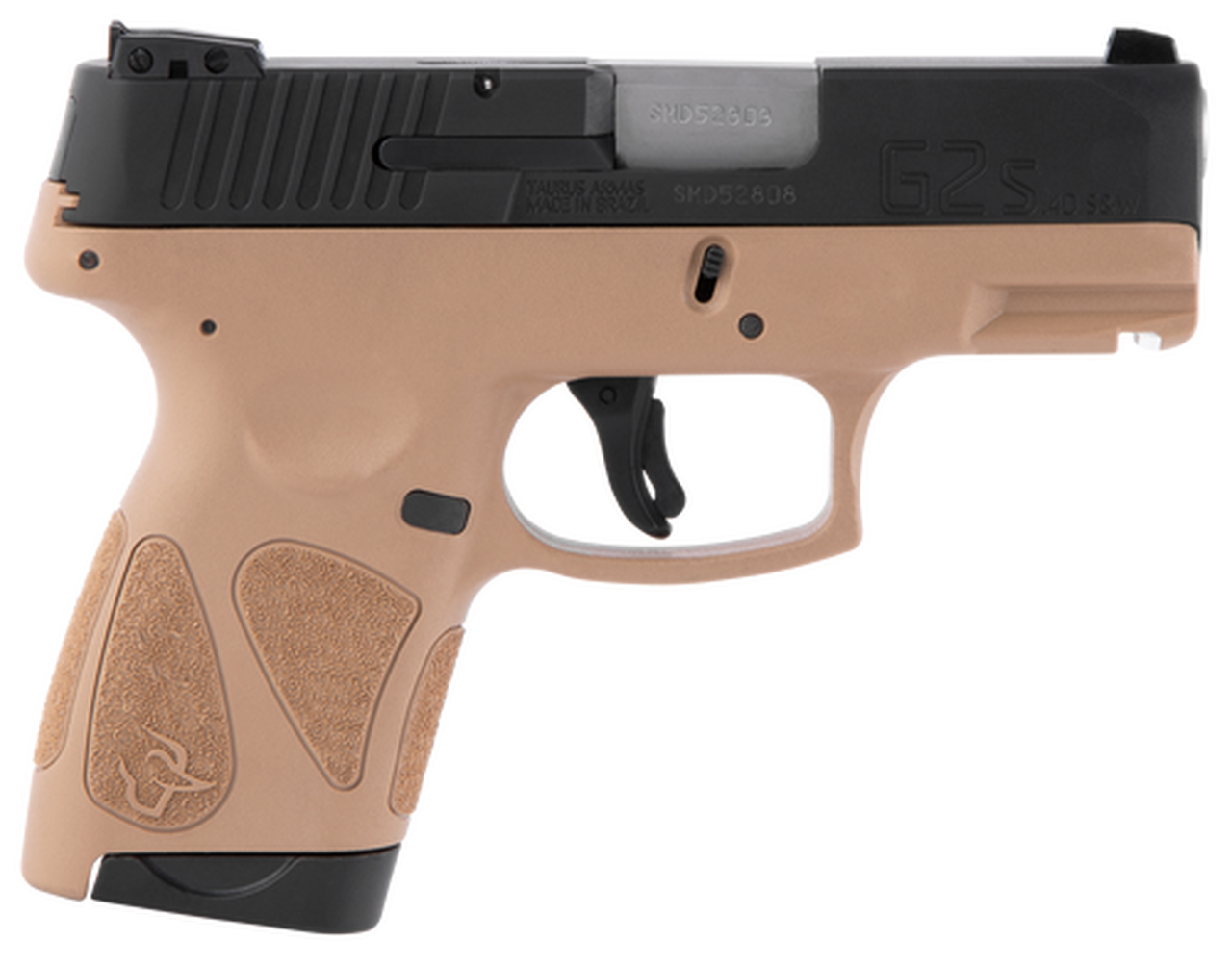 Taurus, G2S, Single Action, Sub Compact Pistol, 40 S&W, 3.25″ Barrel, Polymer Frame, Tan Finish, Fixed Front Sight With Adjustable Rear, 7 Round, 2 Magazines