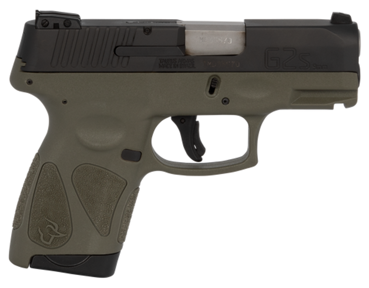 Taurus, G2S, Sub Compact Pistol, 9mm, 3.25″ Barrel, Polymer Frame, Black/OD Green Finish, Adjustable Sights, 7Rd, 2 Magazines