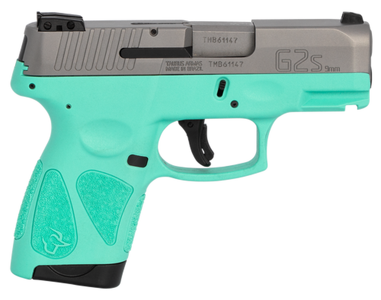 Taurus G2S, 9mm, 3.26″ Barrel, 7rd, Stainless Slide, Cyan