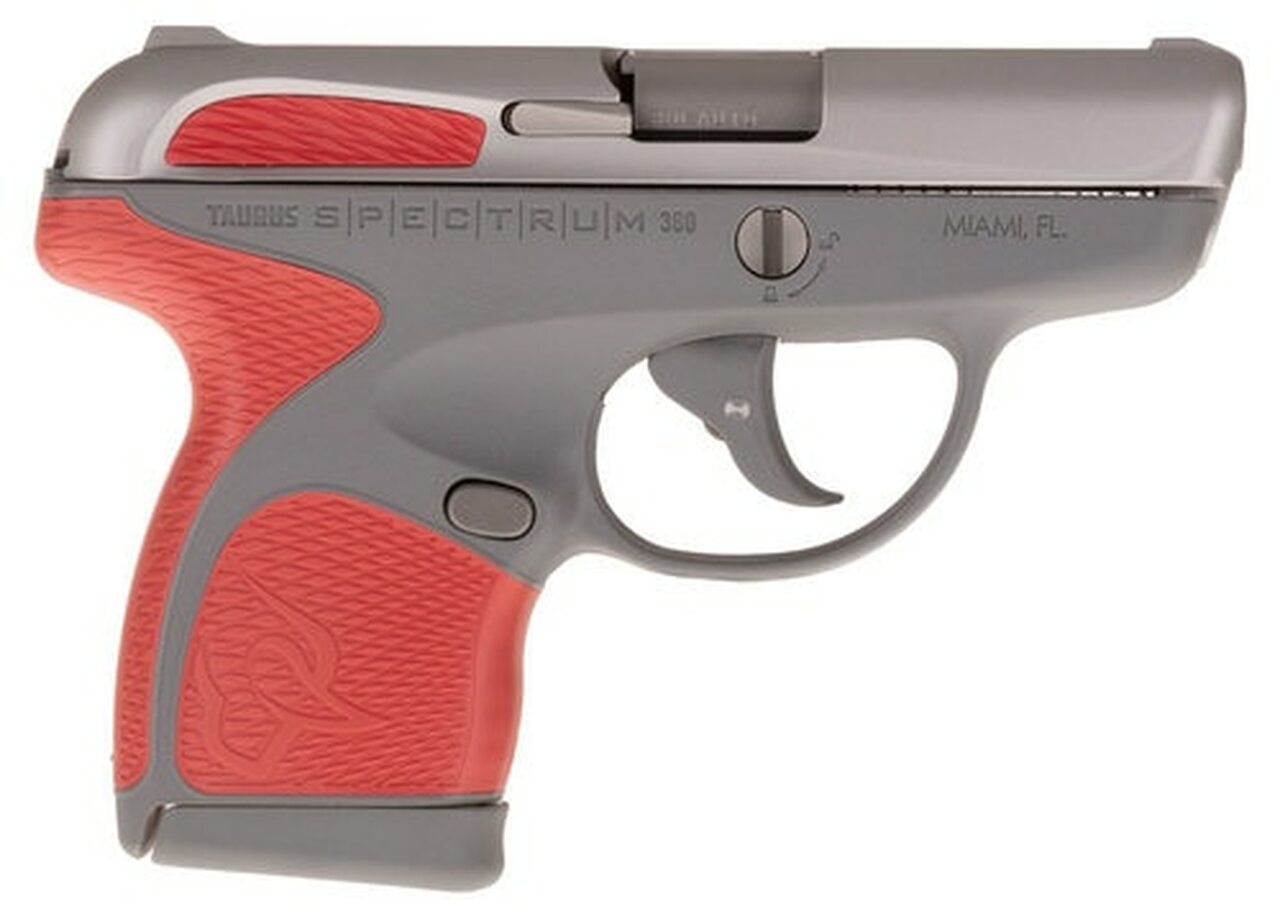 Taurus Spectrum, .380 ACP, 2.8″ Barrel, 6rd, Gray Frame, Red Grips and Stainless Slide