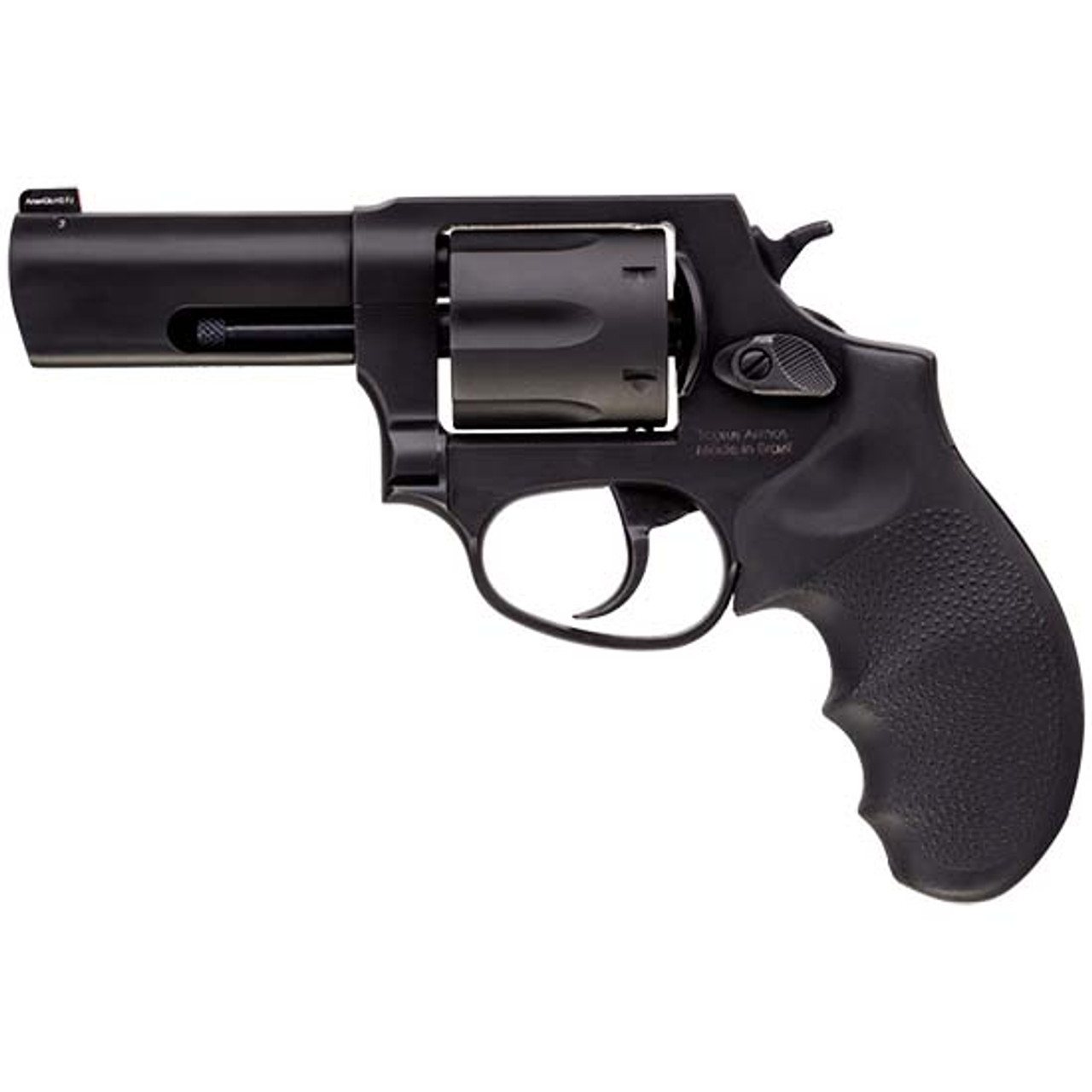 Taurus 856 Defender 38 Special +P, 3″ Barrel, Overall Matte Black Stainless Steel, Finger Grooved Black Hogue Rubber Grip, 6rd