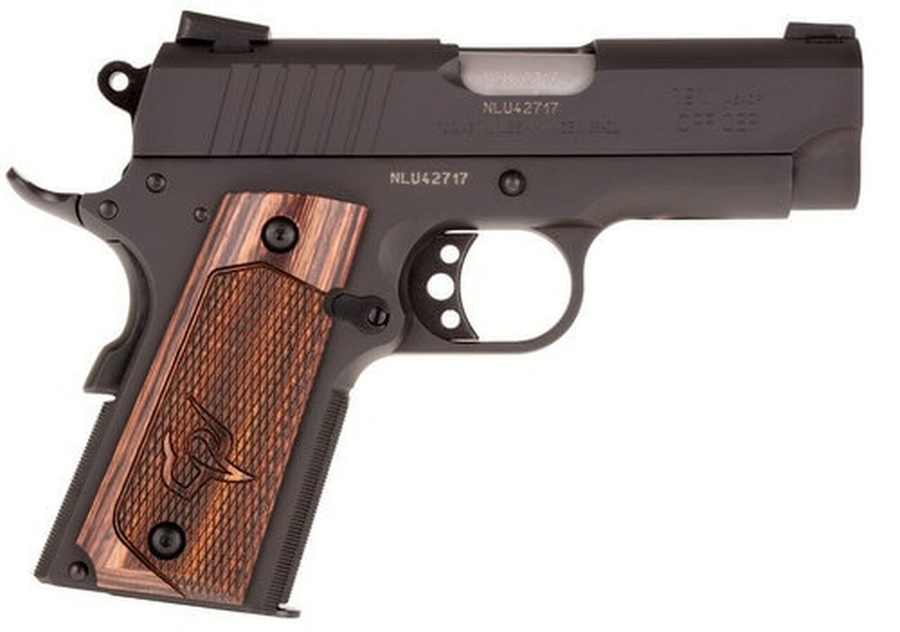 Taurus 1911 Officer, 45 ACP, 3.5″ Barrel, 6rd, Novak Sights, Walnut Grips, Black