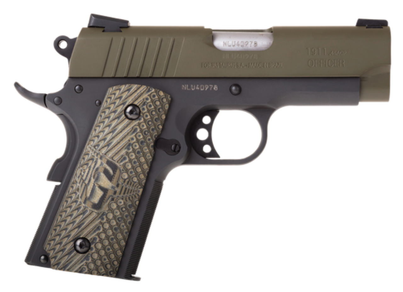 Taurus 1911 Officer, .45 ACP, 3.5″ Barrel, 6rd, Green Slide, Black