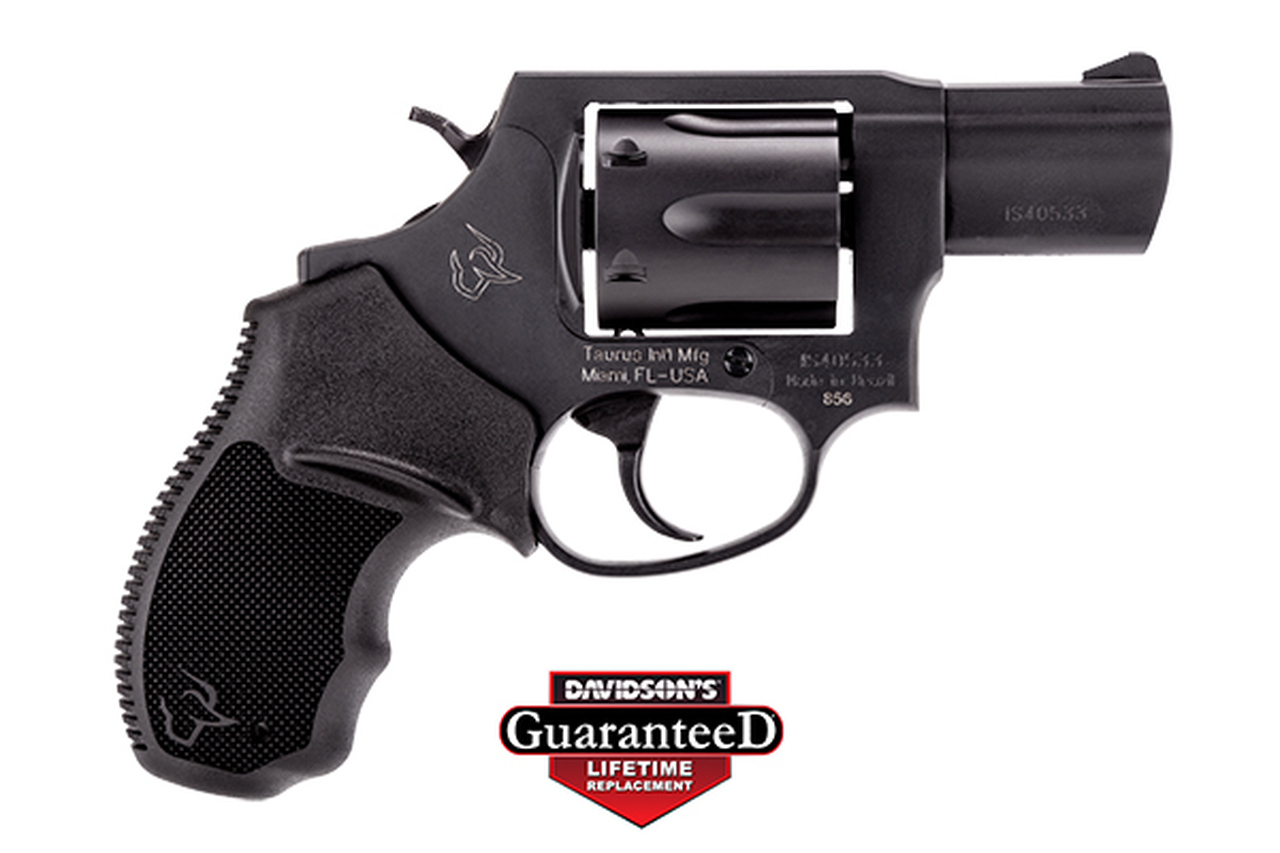 Taurus, 856, Revolver, Small Frame, .38 Special, 2″ Barrel, Steel Frame, Black, Rubber Grips, Fixed Sights, 6 Round