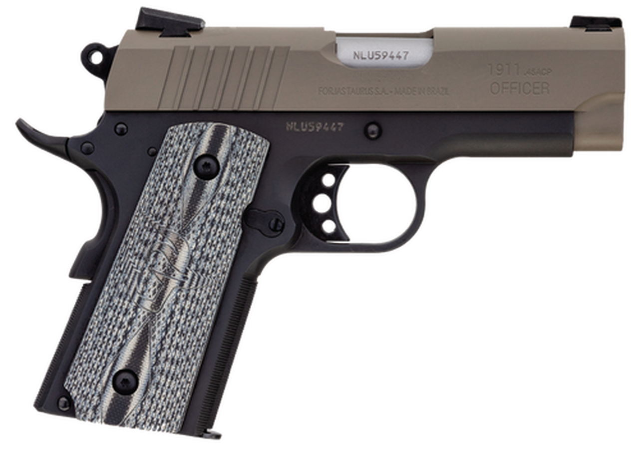 Taurus 1911 Officer, .45 ACP, 3.51″ Barrel, 7rd, Sand Slide, Black