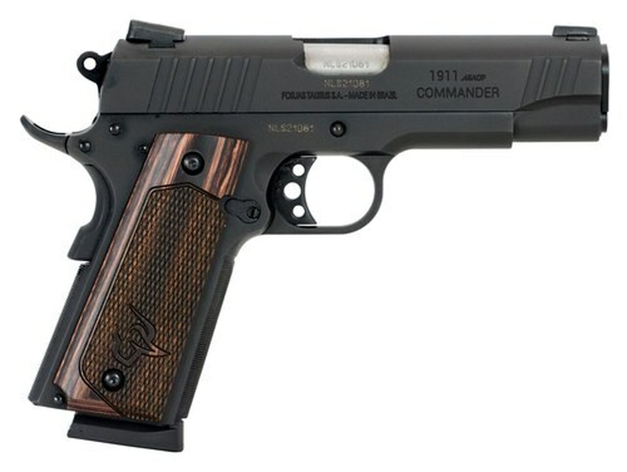 Taurus 1911 Commander, 45 ACP, 4.2″ Barrel, 8rd, Novak Sights, Walnut Grips, Black