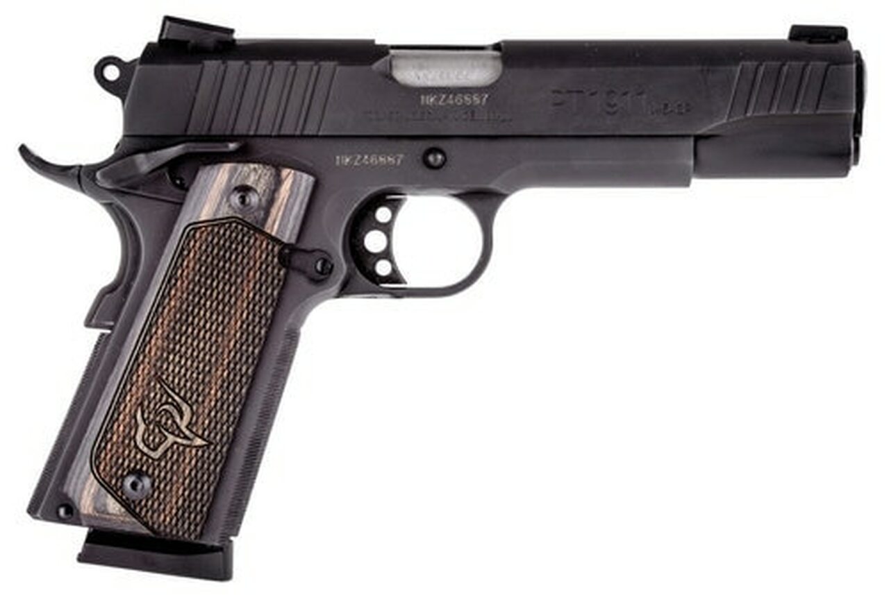 Taurus 1911, 45 ACP, 5″ Barrel, 8rd, Novak Sights, Walnut Grips, Black