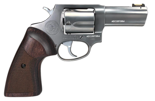 Taurus 605 357 Magnum/38 SPL, 3″ Barrel, Silver, Wood Grip, 7rd