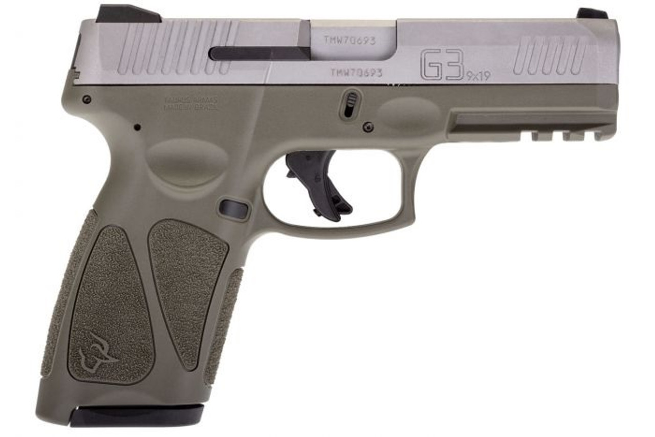 Taurus G3 9mm, 4″ Barrel, Adjustable Sights, Manual Safety, SS/ODG, 15rd