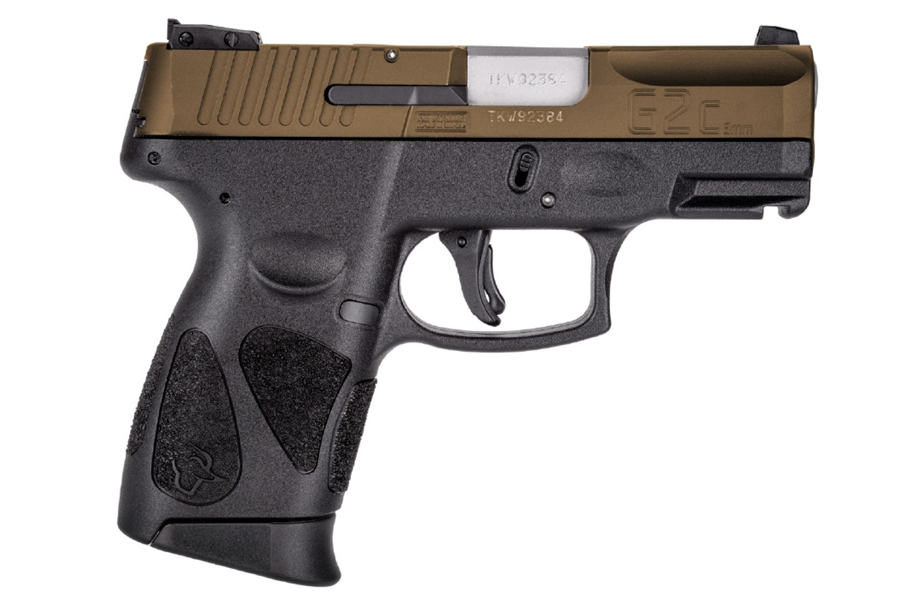 Taurus G2C 9mm, 3.25″ Barrel, Manual Safety, Burnt Bronze/Black, 12rd