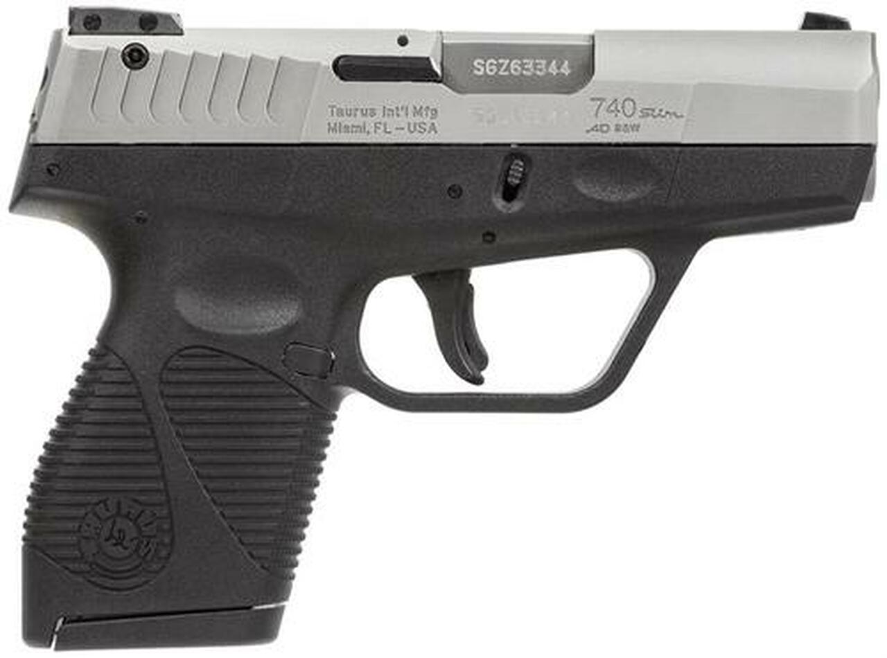 Taurus 740 Slim SA/DA 40S&W 3″ Barrel, Black Polymer Grip SS Slide, 6rd