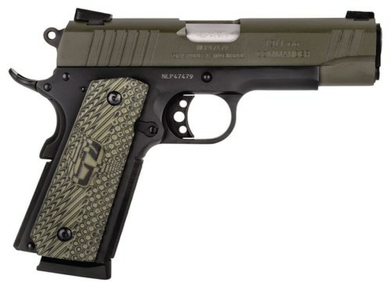 Taurus 1911 Commander 45 ACP, 4.2″ Barrel, Adjustable Sights Black Frame, Green Slide, 8rd