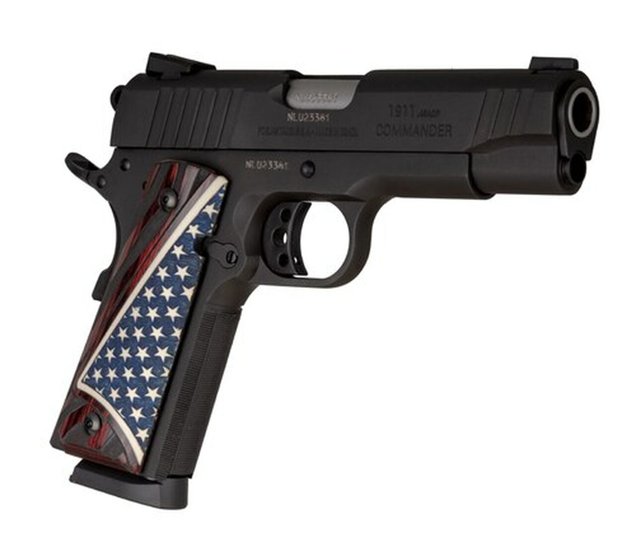 Taurus 1911 Commander, 45 ACP, 4.25″ Barrel, 8rd, Rosewood W.Bonded Ivory Flag Grips