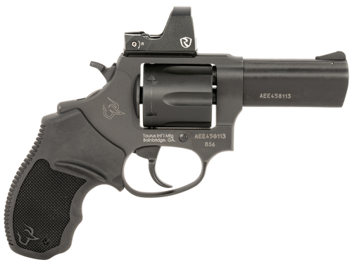 Taurus 856 T.O.R.O. 38 Special, 3″ Barrel, Black Stainless, Optic Ready Frame, Rubber Grip, Riton Red Dot, 6rd
