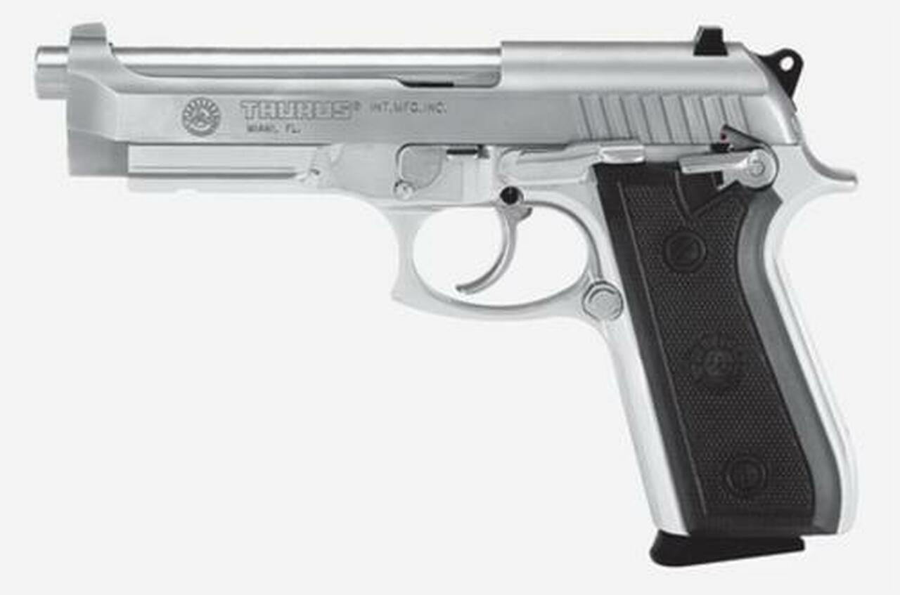 Taurus 92 9mm, 5″ Barrel, Fixed Sights, Stainless, Rail, 17rd