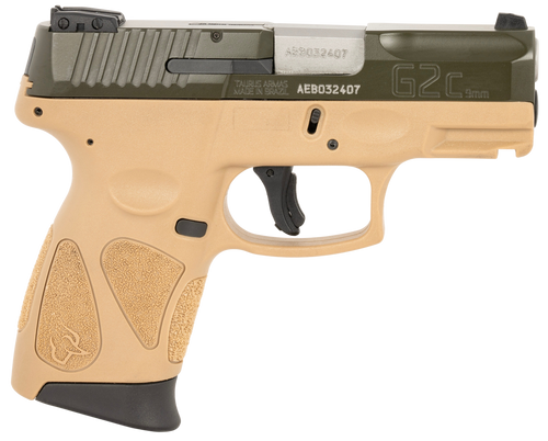 Taurus G2C Compact 9mm, 3.26″ Barrel, Moss Green/Tan Matte Finish, 12rd