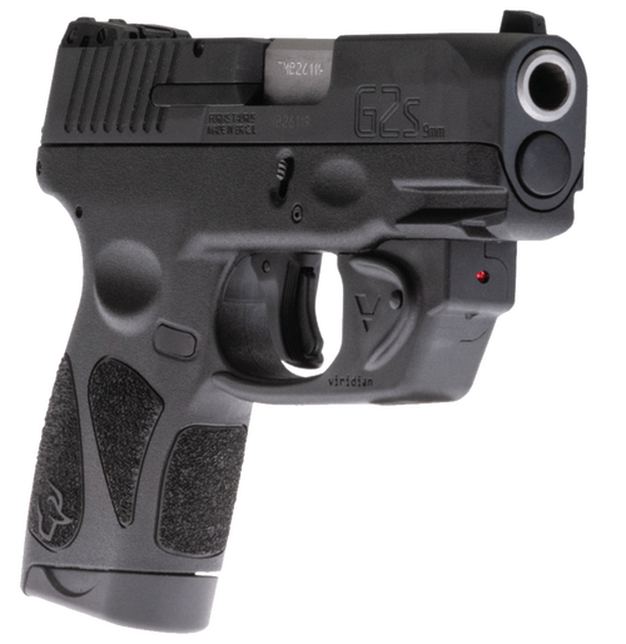 Taurus G2S Viridian Laser 9mm, 3.25″ Barrel, Black Grip and Frame, Black Carbon Steel Slide, 7rd