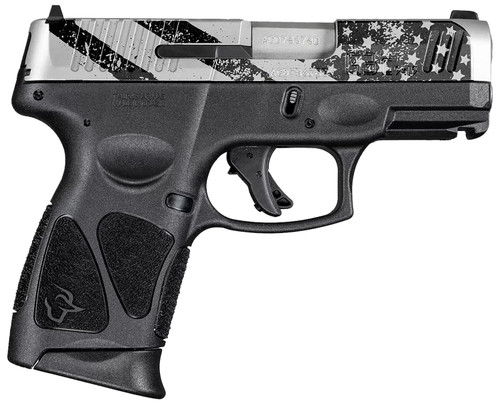 Taurus G3c 9mm, 3.26″ Barrel, Black Engraved USA Flag, Stainless Steel Slide, 12rd