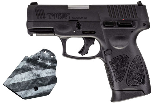 Taurus G3c 9mm, 3.26″ Barrel, Black, Includes B&W American Flag Holster, 12rd