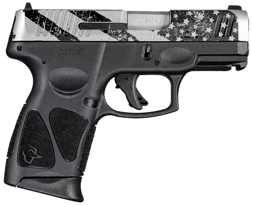 Taurus G3c 9mm, 3.26″ Barrel, Silver Slide, Black Laser Engraved USA Flag, 10rd