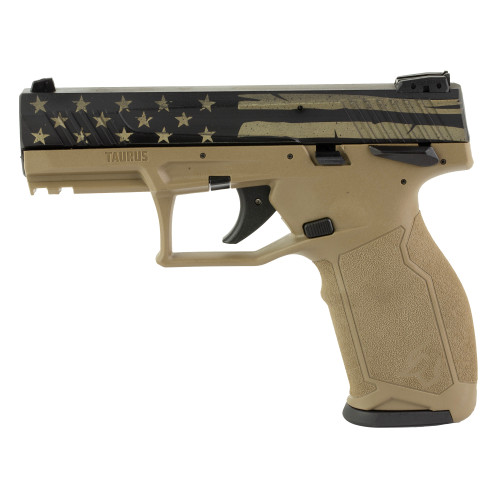 Taurus TX22 22 LR, 4.1″ Barrel, FDE, US Flag Distressed, 16rd