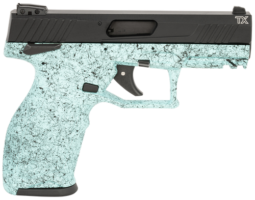 Taurus TX22 22 LR, 4.1″ Threaded Barrel, Cyan Splatter, 16rd