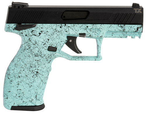 Taurus TX22 22 LR, 4″ Threaded Barrel, Cyan Frame, Black Slide, 10rd