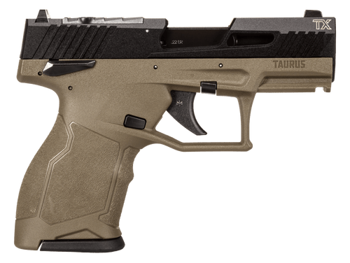 Taurus TX22 Compact 22 LR, 3.6″ Threaded Barrel, Olive Drab Green Frame, Black Slide, 13rd