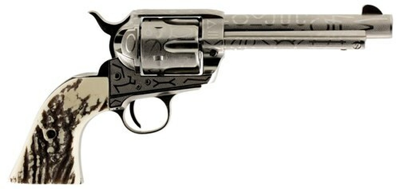 Taylor’s 1873 Cattleman .45 Colt, 5.5″, 6rd, Ivory Synthetic Grips, Nickel